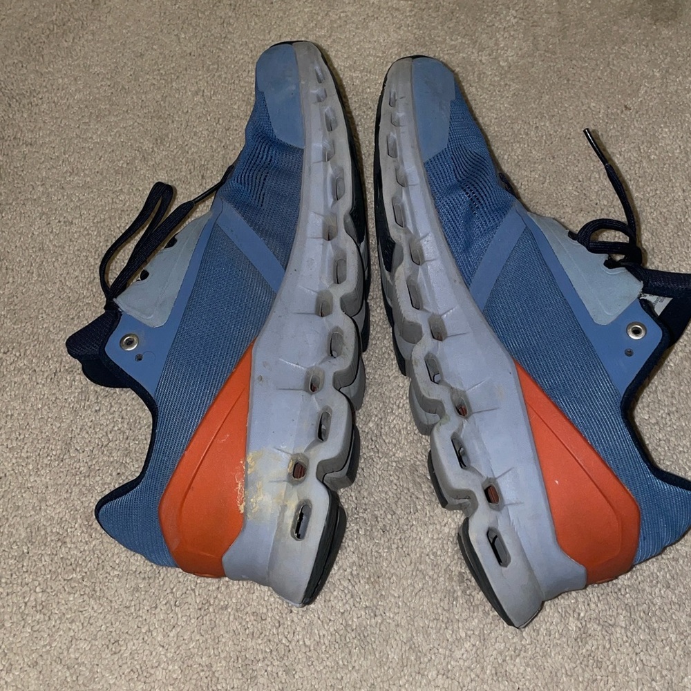 On Running Navy and Tangerine Athletic Shoes